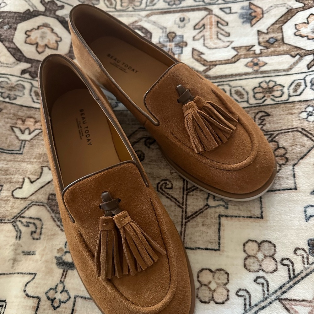 Brown Suede Tassel Loafers